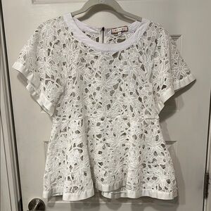 Anthropologie White Boxy Peplum Blouse